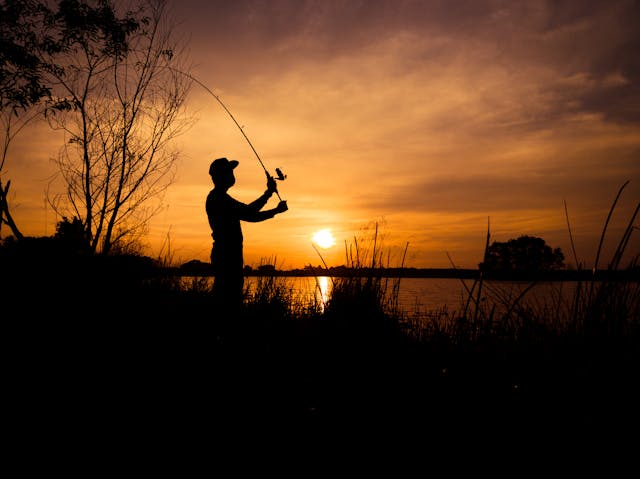 Bank Fishing Sunset